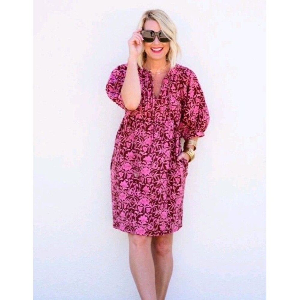 Universal Thread Baby Doll Dress Size Medium M Rust With Pink Floral Cotton